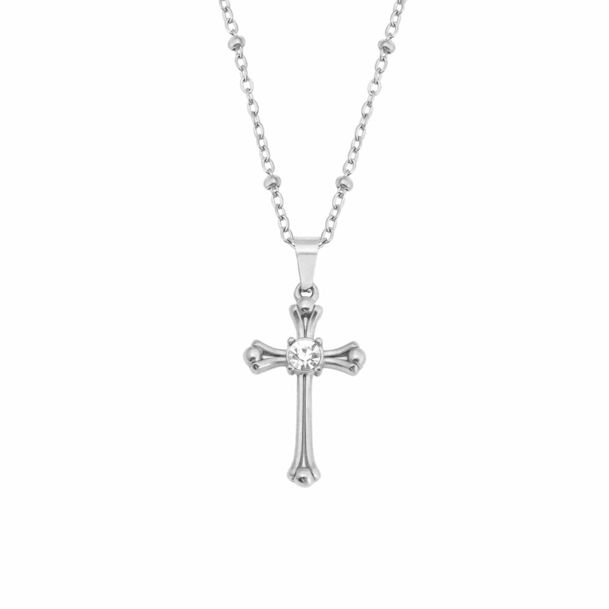 BohoMoon Stainless Steel Antonella Cross Necklace Silver