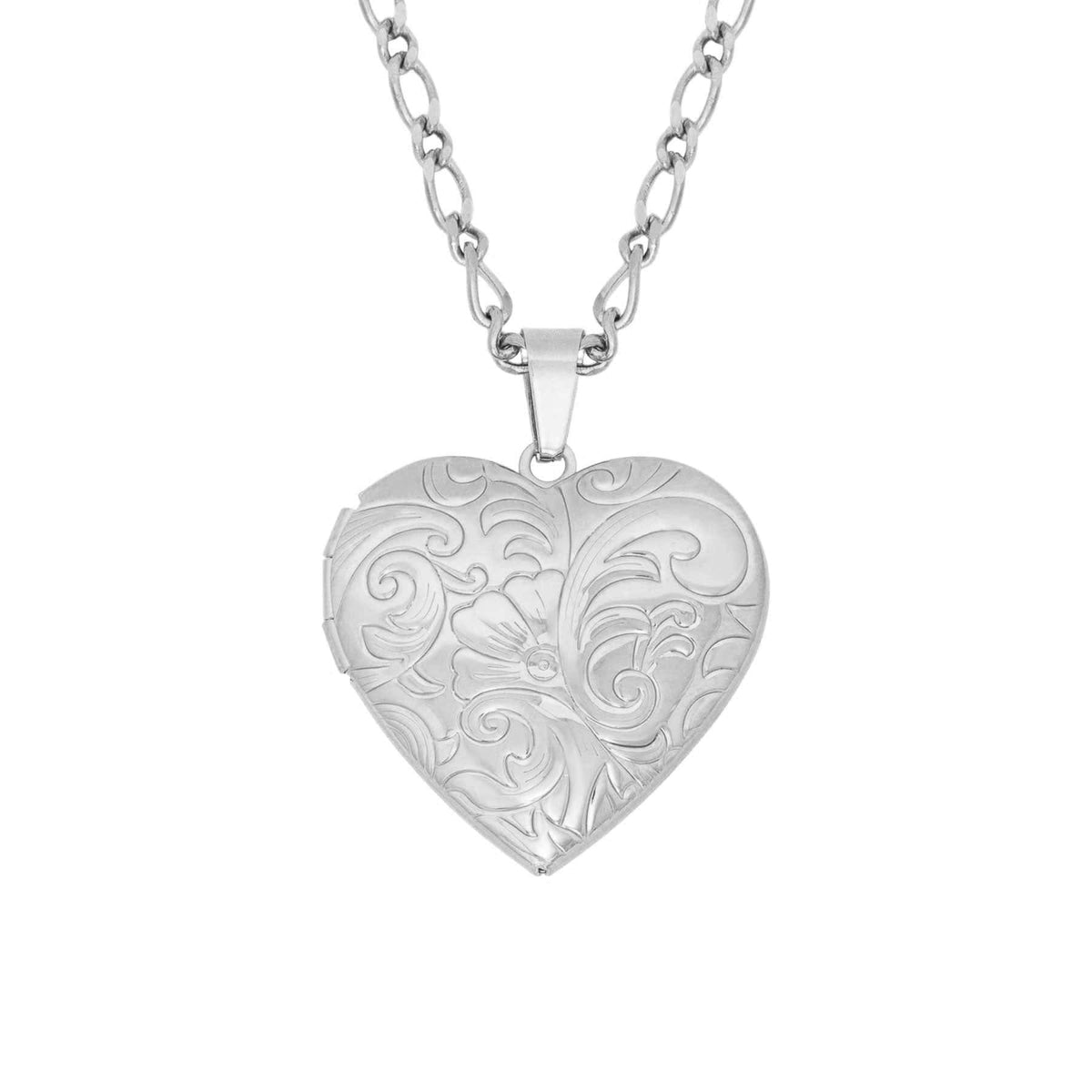 BohoMoon Stainless Steel Beau Heart Locket Necklace Silver