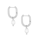 BohoMoon Stainless Steel Bora Bora Pearl Hoop Earrings