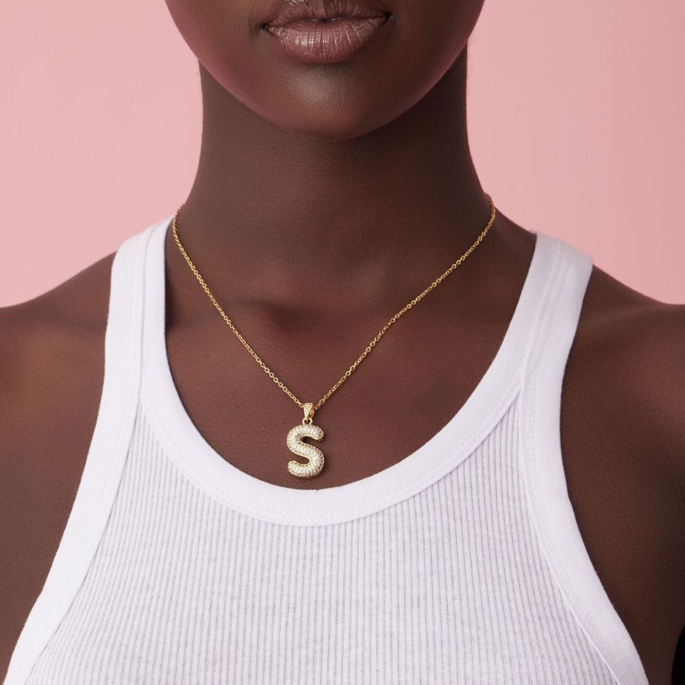 Bohomoon Stainless Steel Bubble Initial Necklace