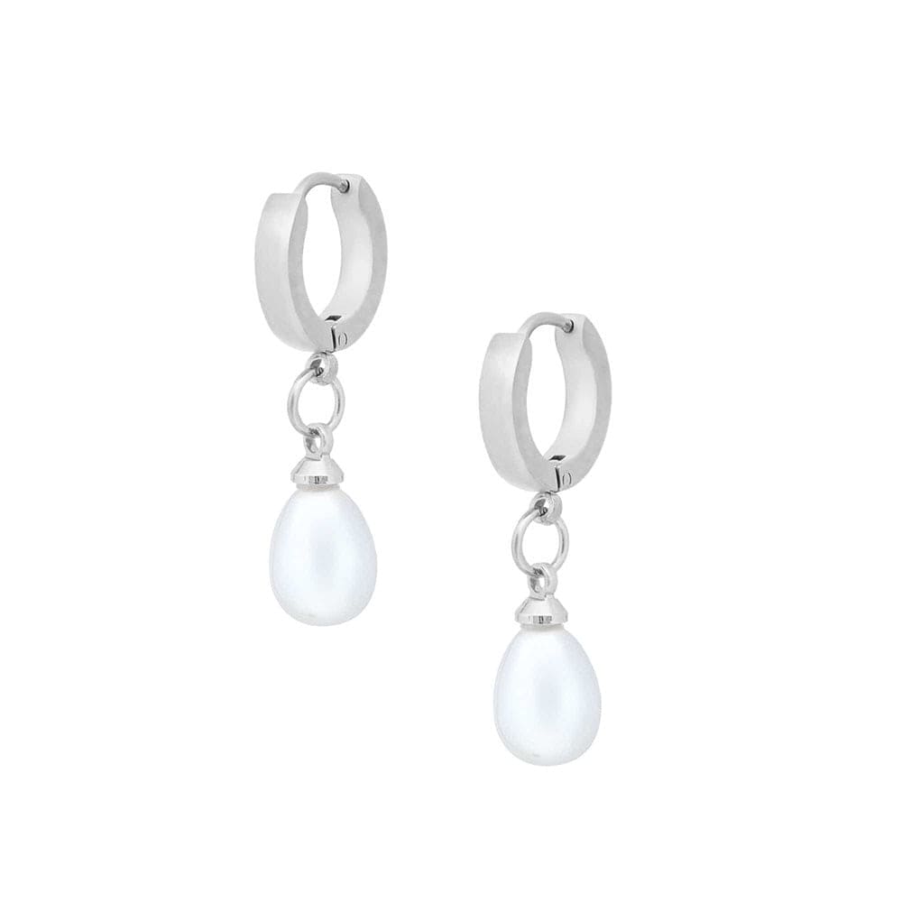 Bohomoon Stainless Steel Chlo Pearl Hoop Earrings