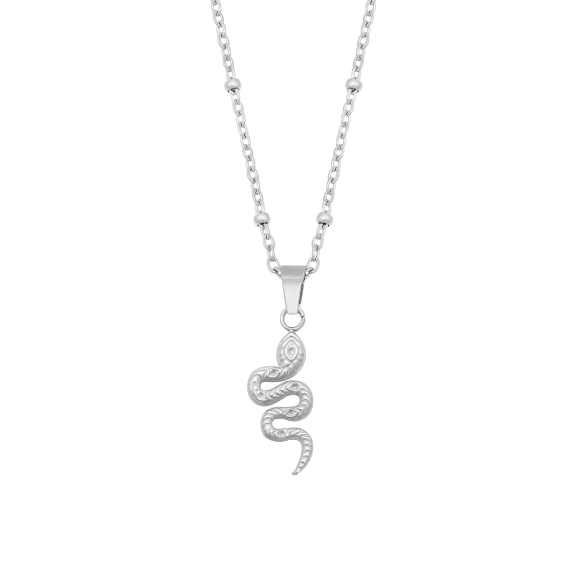 BohoMoon Stainless Steel Cobra Snake Necklace Silver