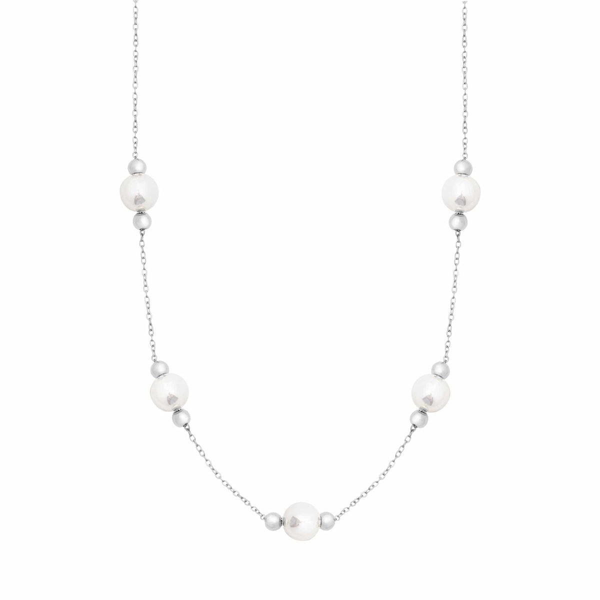 BohoMoon Stainless Steel Exquisite Pearl Necklace Silver