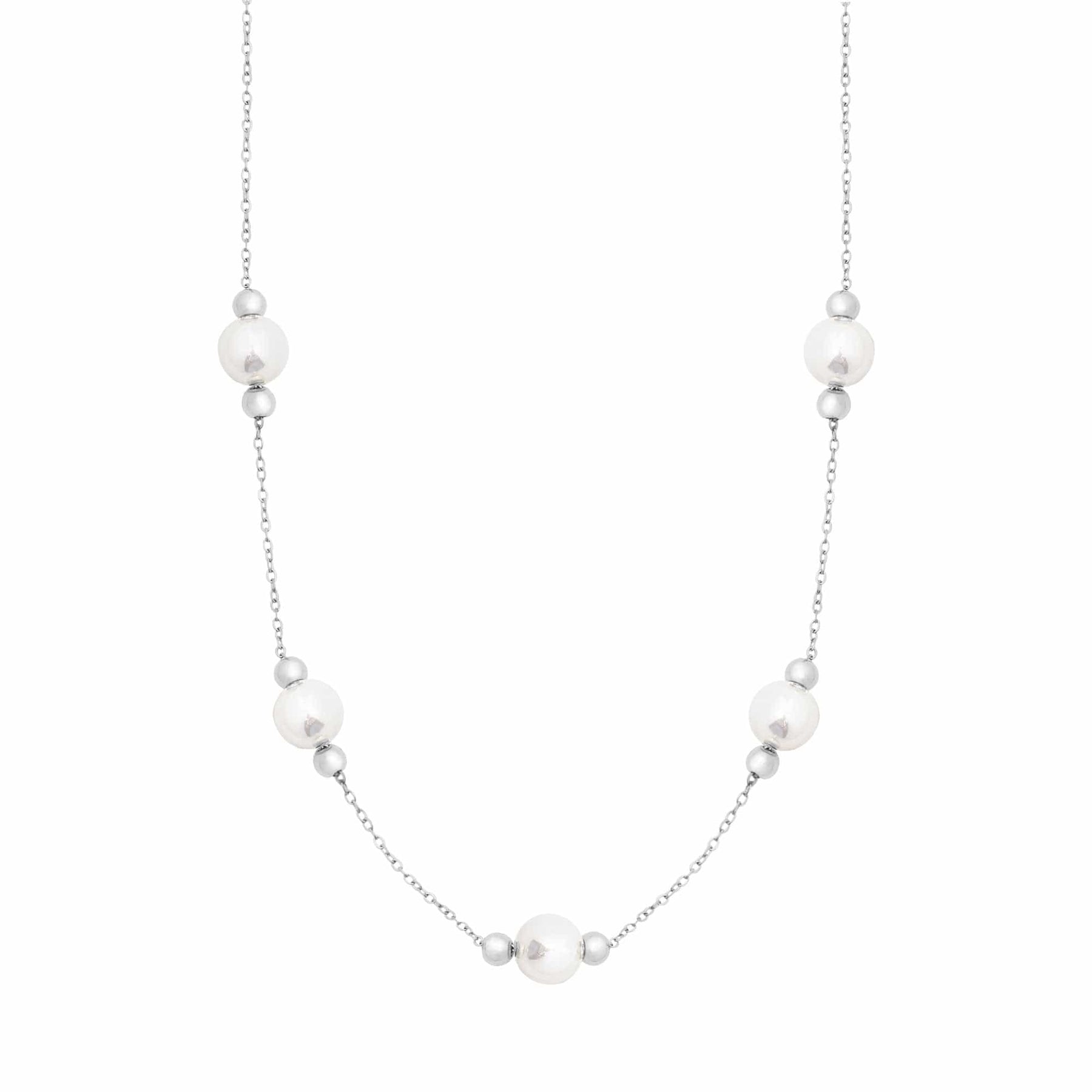 BohoMoon Stainless Steel Exquisite Pearl Necklace Silver