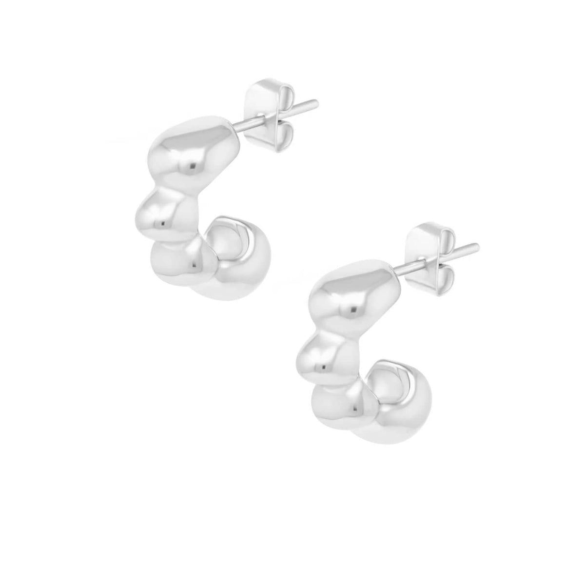 BohoMoon Stainless Steel Flourish Hoop Earrings Silver