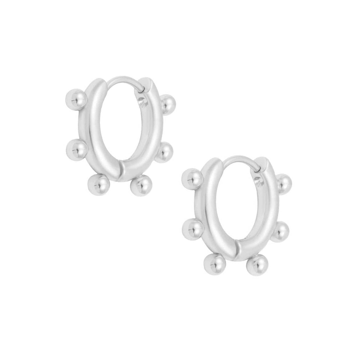 BohoMoon Stainless Steel Hallie Huggie Hoop Earrings Silver