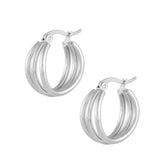 BohoMoon Stainless Steel Lea Triple Hoop Earrings Silver