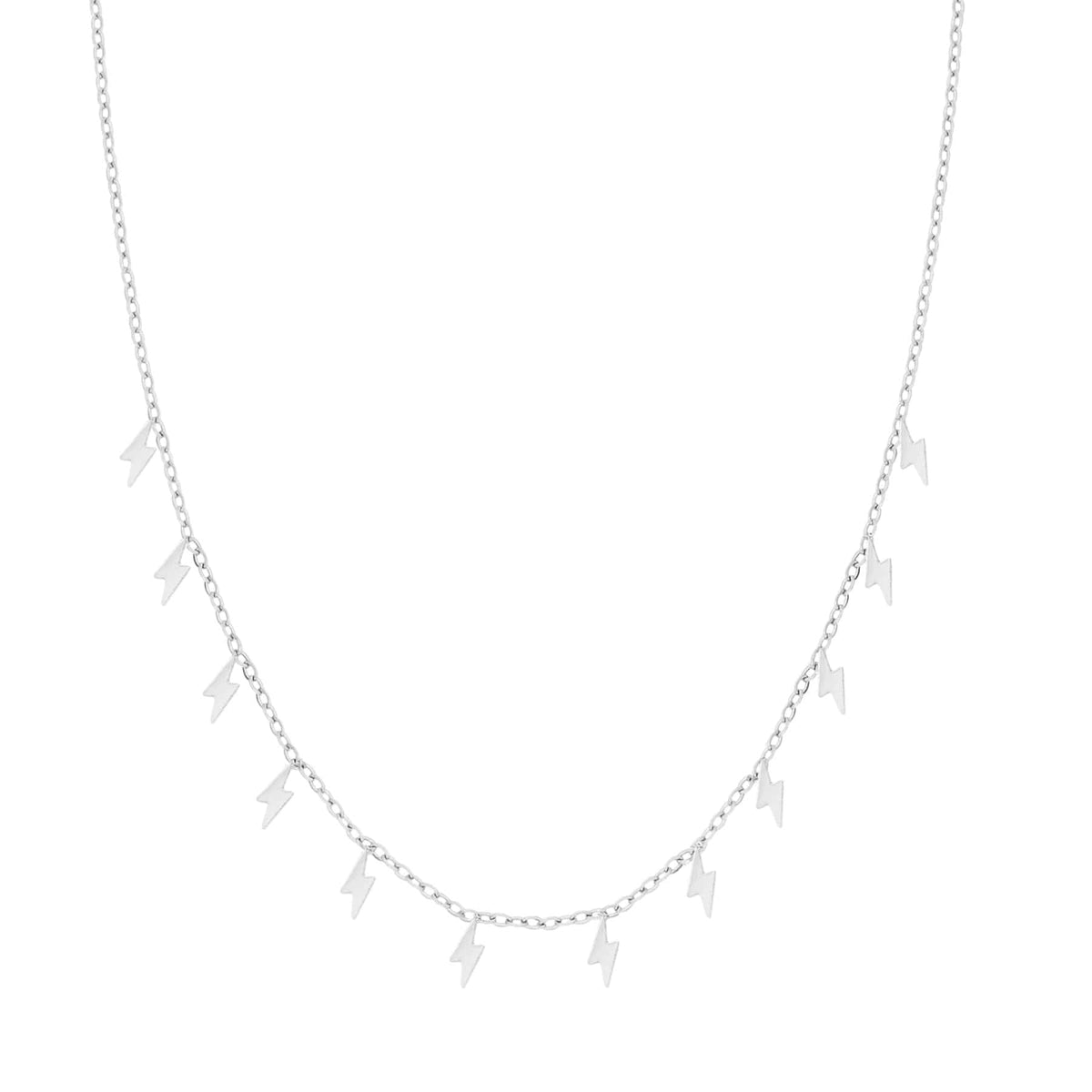 BohoMoon Stainless Steel Lightning Bolt Necklace Silver