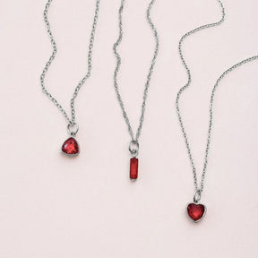 Bohomoon Stainless Steel Love Heart Birthstone Necklace