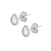 BohoMoon Stainless Steel Lynx Opal Stud Earrings Silver