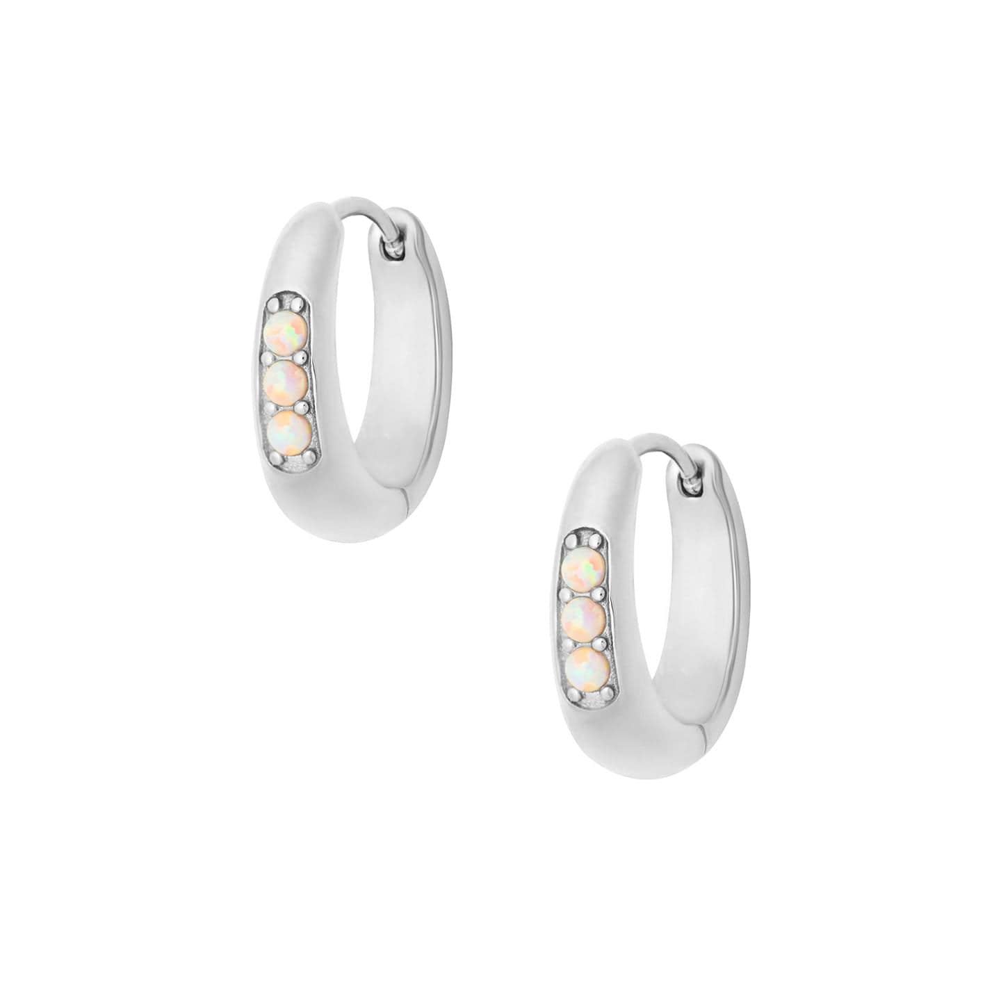 Bohomoon Stainless Steel Majestic Opal Hoop Earrings