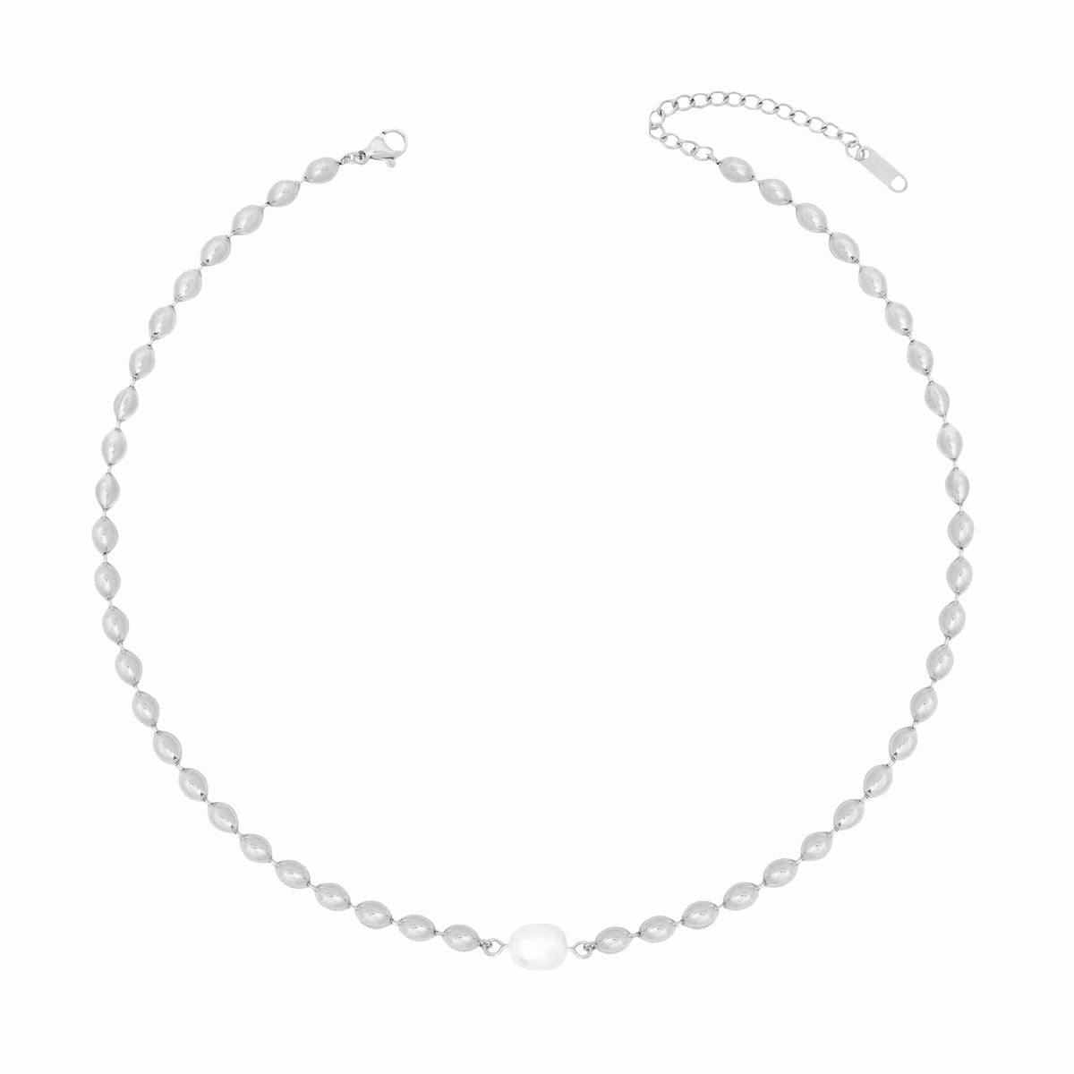 BohoMoon Stainless Steel Olivia Pearl Necklace Silver