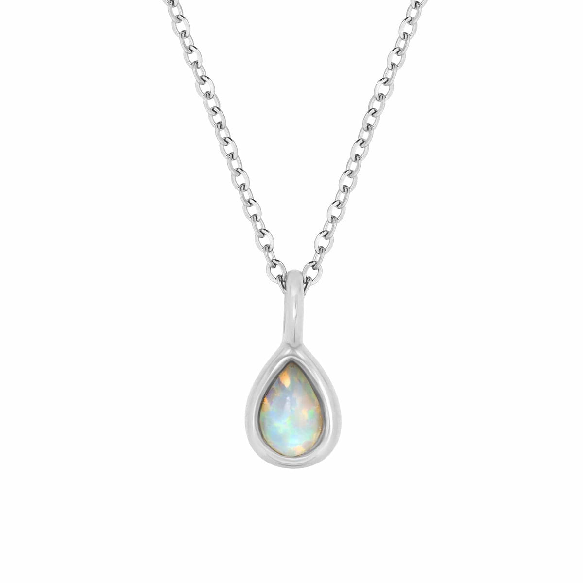 BohoMoon Stainless Steel Orla Opal Necklace Silver