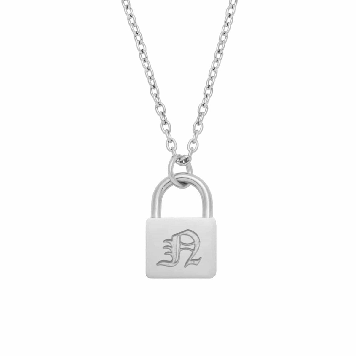 Bohomoon Stainless Steel Padlock Gothic Initial Necklace