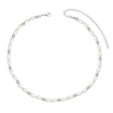 BohoMoon Stainless Steel Pina Colada Pearl Choker Silver