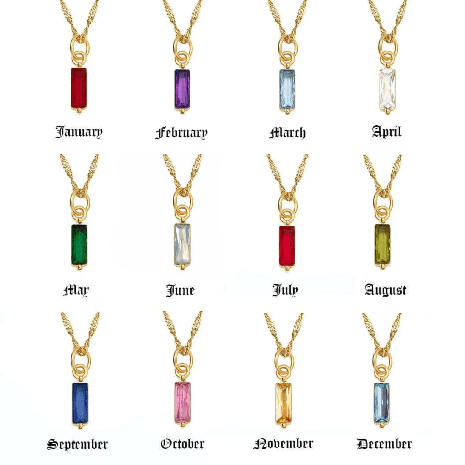 Bohomoon Stainless Steel Quartet Birthstone Necklace