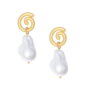 Bohomoon Stainless Steel Sandy Pearl Stud Earrings