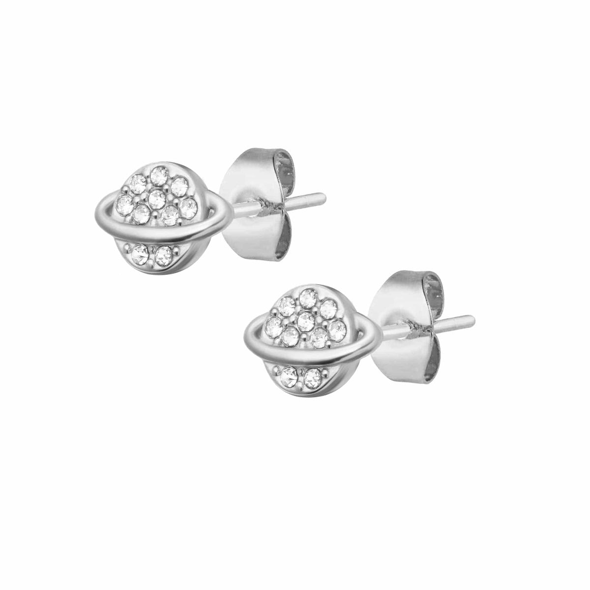 BohoMoon Stainless Steel Saturn Stud Earrings Silver