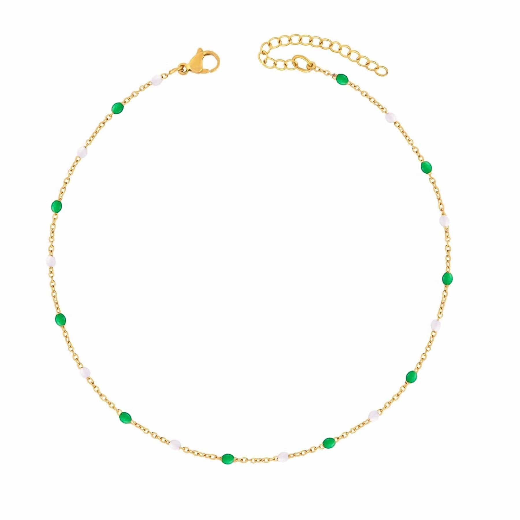 BohoMoon Stainless Steel Soda Anklet Gold / Green