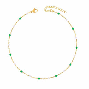 BohoMoon Stainless Steel Soda Anklet Gold / Green