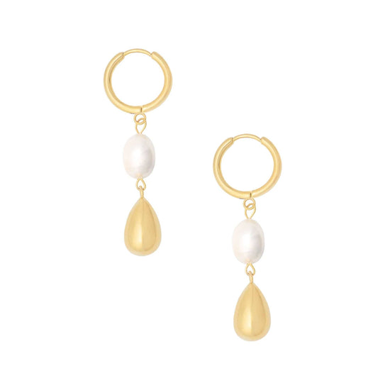 Bohomoon Stainless Steel Soho Pearl Hoop Earrings