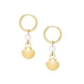 Bohomoon Stainless Steel Dory Pearl Hoop Earrings