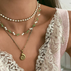 Bohomoon Stainless Steel Gardenia Pearl Choker / Necklace